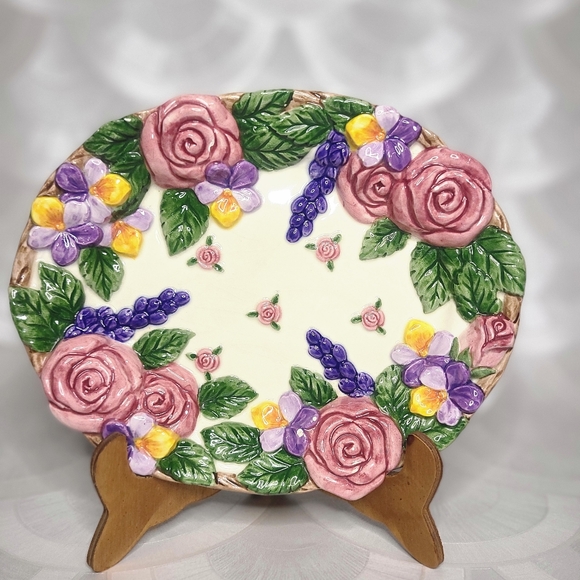 Vintage 1994 Fitz and Floyd Pink and Purple Floral Dinnerware Plate - Picture 1 of 4